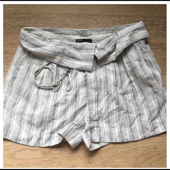 Vince Foldover Waistband Shorts 2 Stripe Linen - Picture 5 of 7